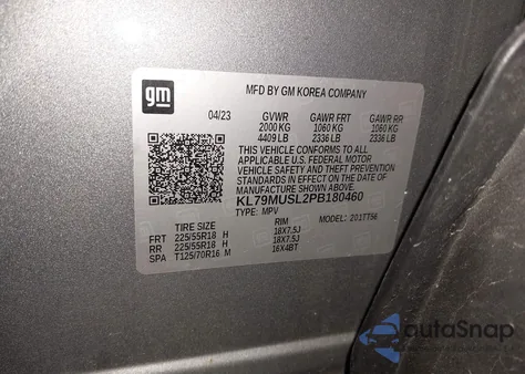 2023 Chevrolet Trailblazer Awd Rs из США, поврежденный, VIN KL79MUSL2PB180460